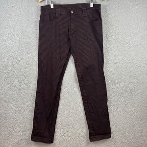 Serious Clothing Pinstripe Pants Womens 32 Black Red Punk Goth SPOM489HT